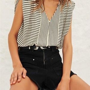 NWT BA&SH Gilet Lony Ecru Sleeveless Cardigan Vest Stripe Size 1 Small